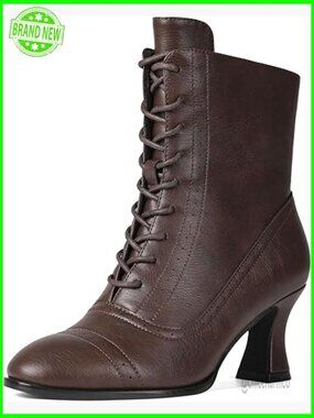 Victorian Ankle Boots for Costumes - Vintage Witchy Shoes with Chunky Heel